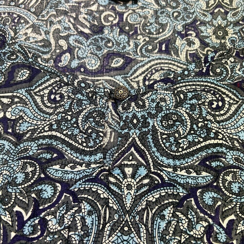 Lucky Brand Live in Love Boho Blue Paisley Print CottageCore Sz M - Picture 6 of 8